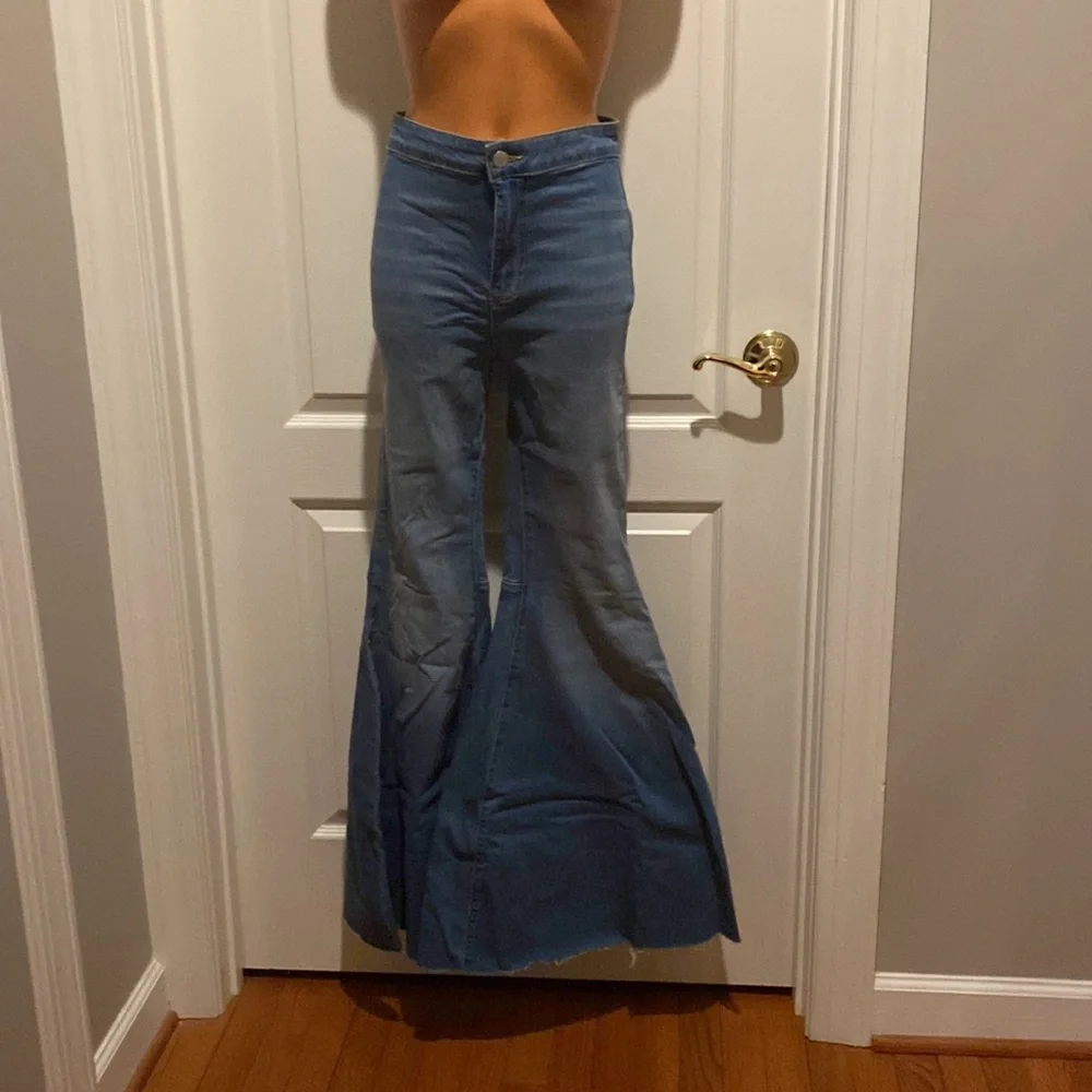 FREE PEOPLE Just Float On Wide Leg Denim Pant Jeans 26β Light Blue $78 EUC - Picture 7 of 16